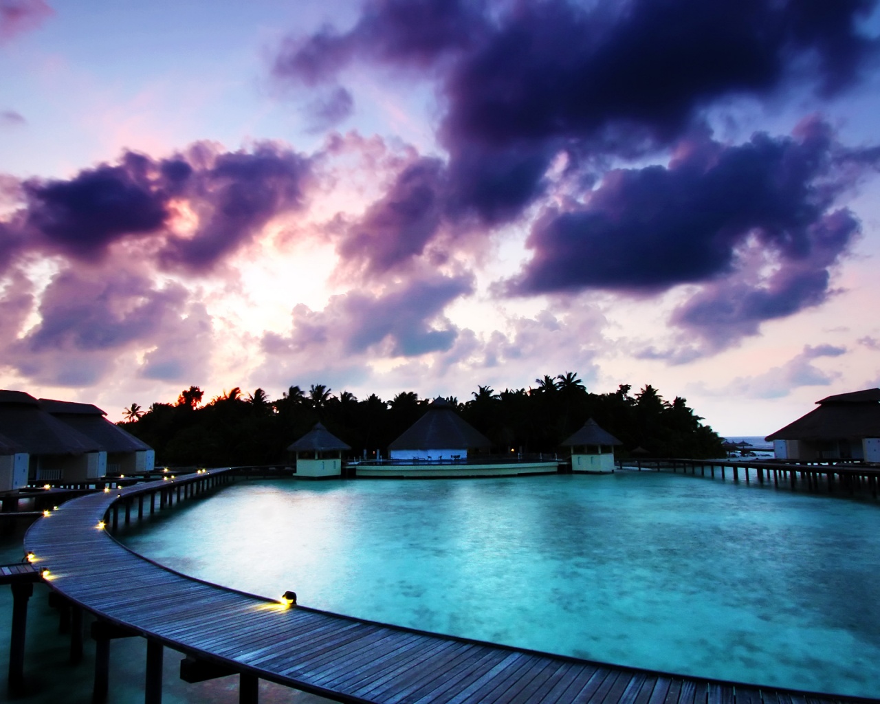 Бунгало на воде обои