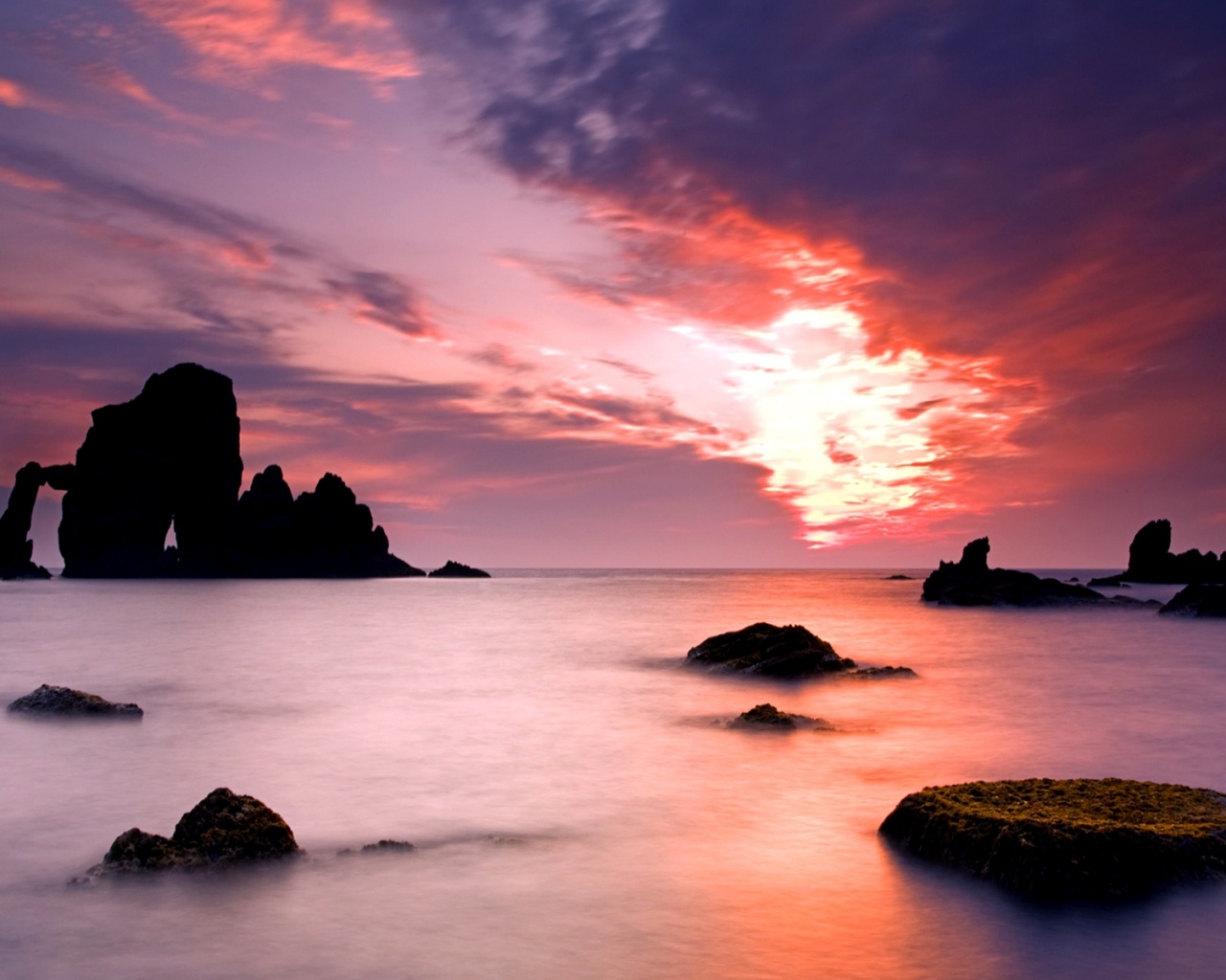 Закат на море обои