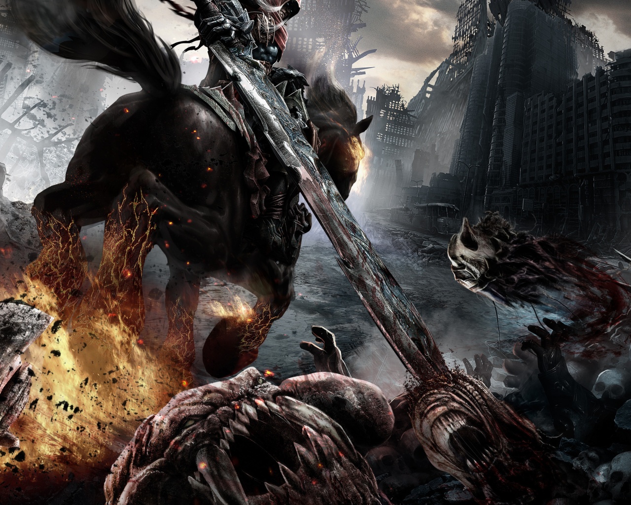 Темный рыцарь на демоническом коне обои