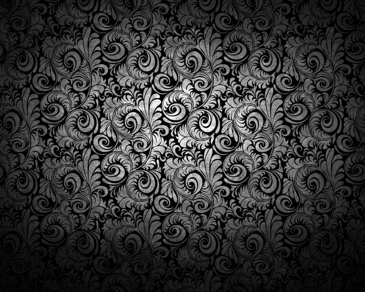 Черный фон с узорами и завитками обои