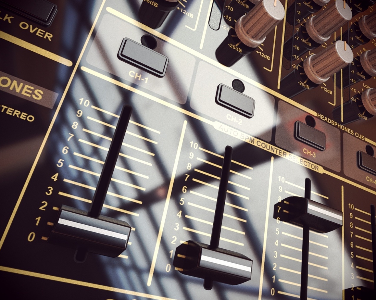 Пульт диджея и отражение на нем обои