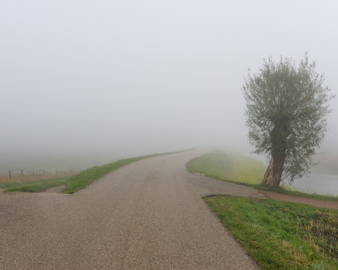 Дорога растворяется в тумане обои