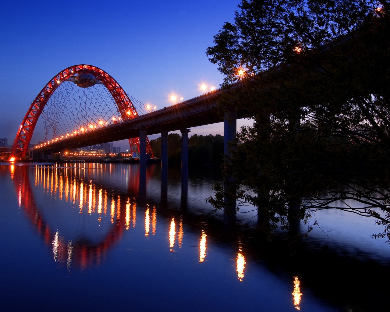 Мост в сумерках обои