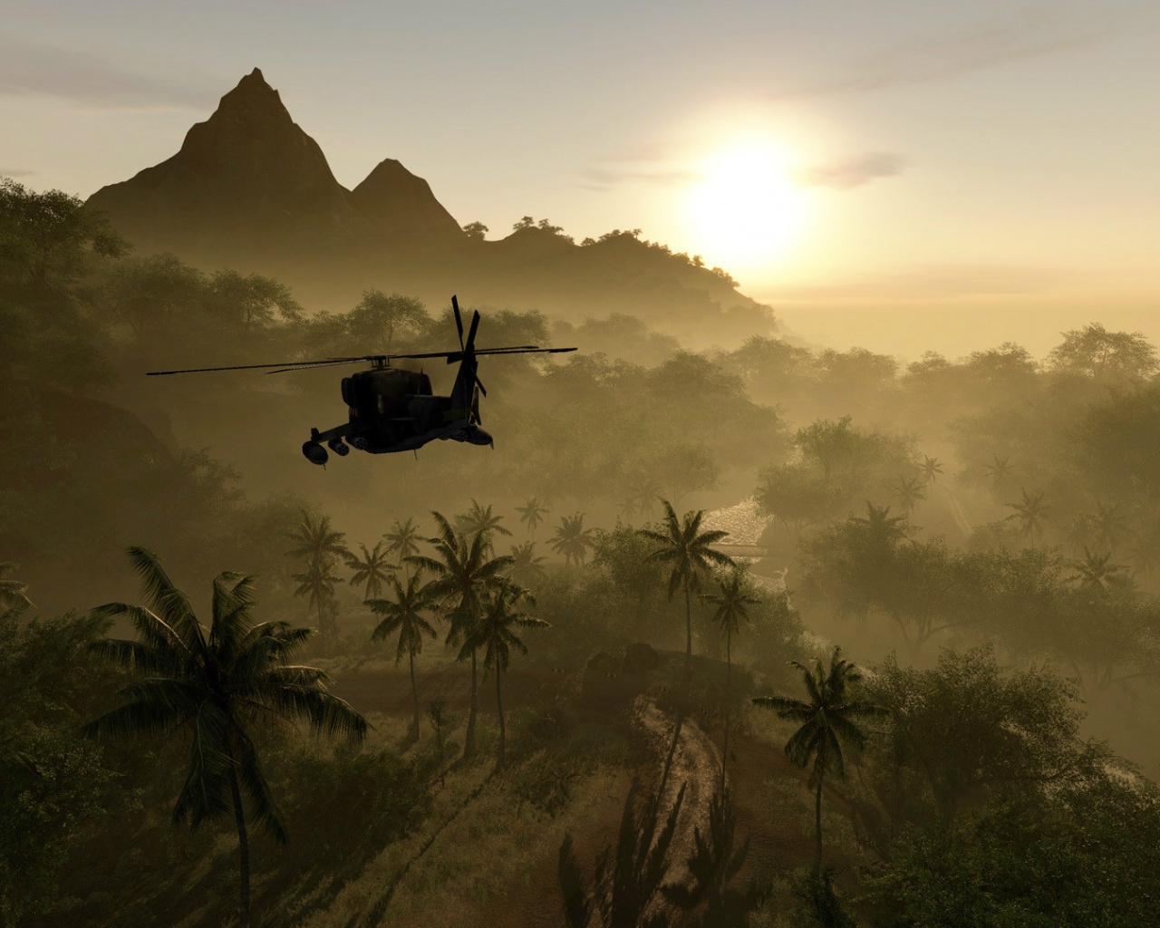 Вертолет над тропиками в crysis обои