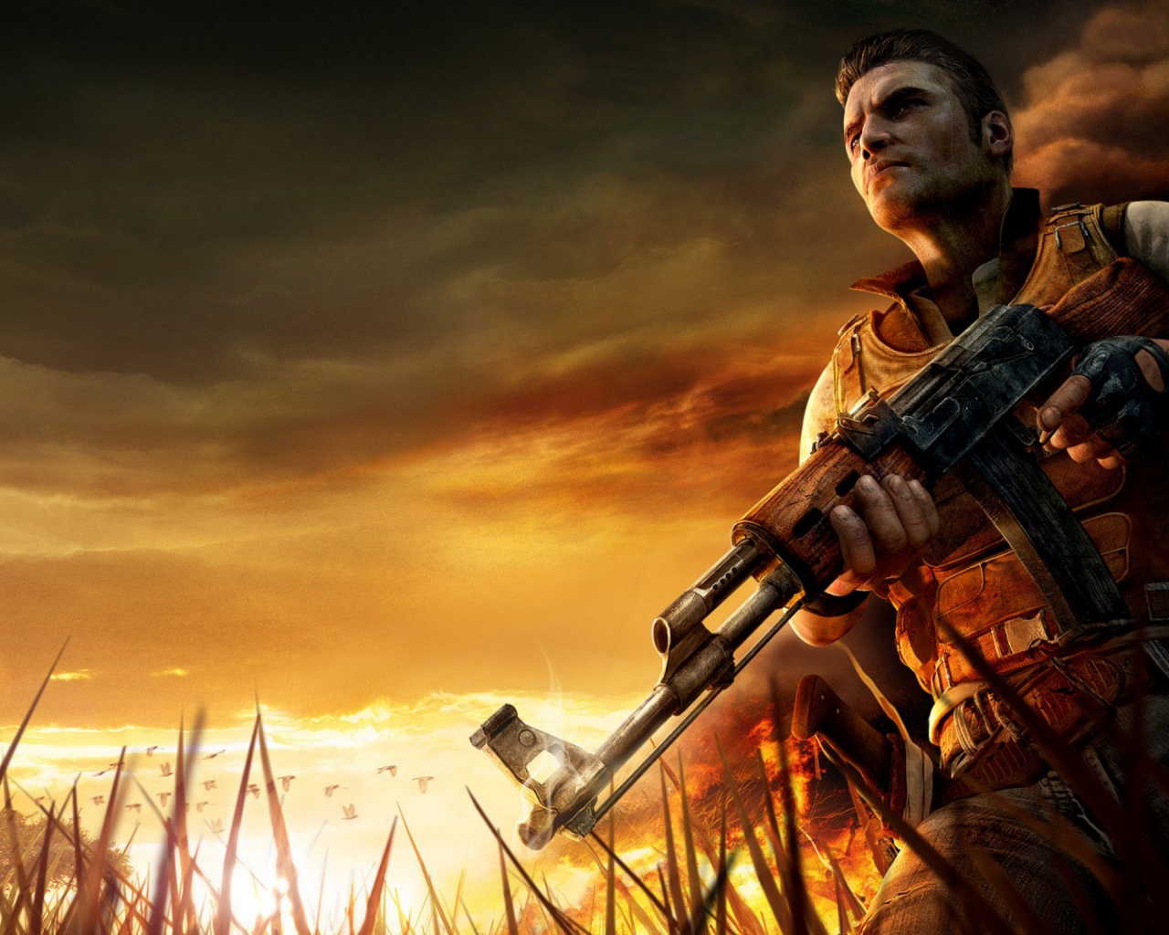 С оружием и в бронежилете обои