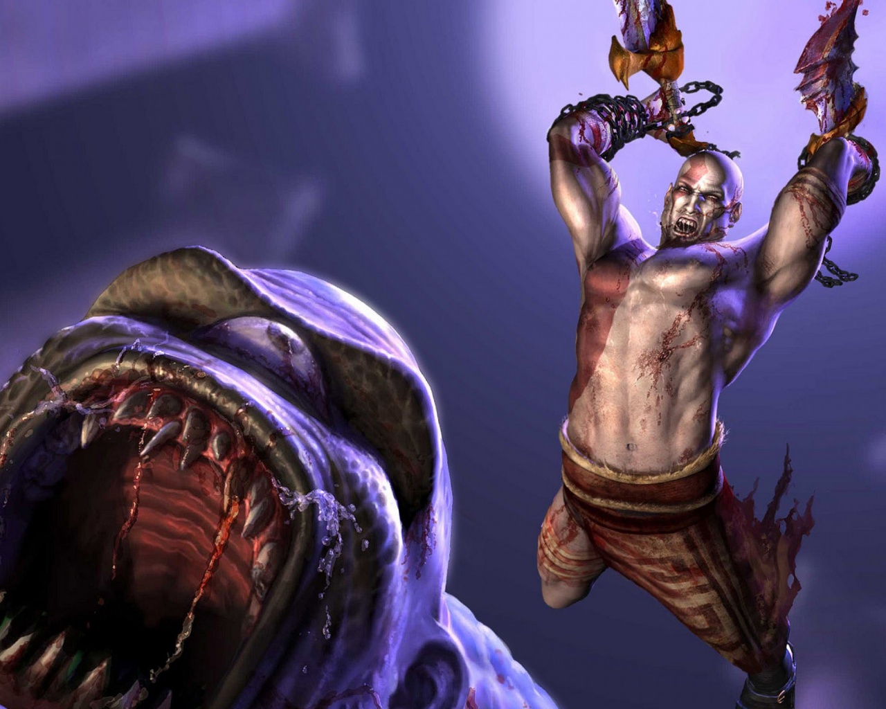 Кратос против монстра обои