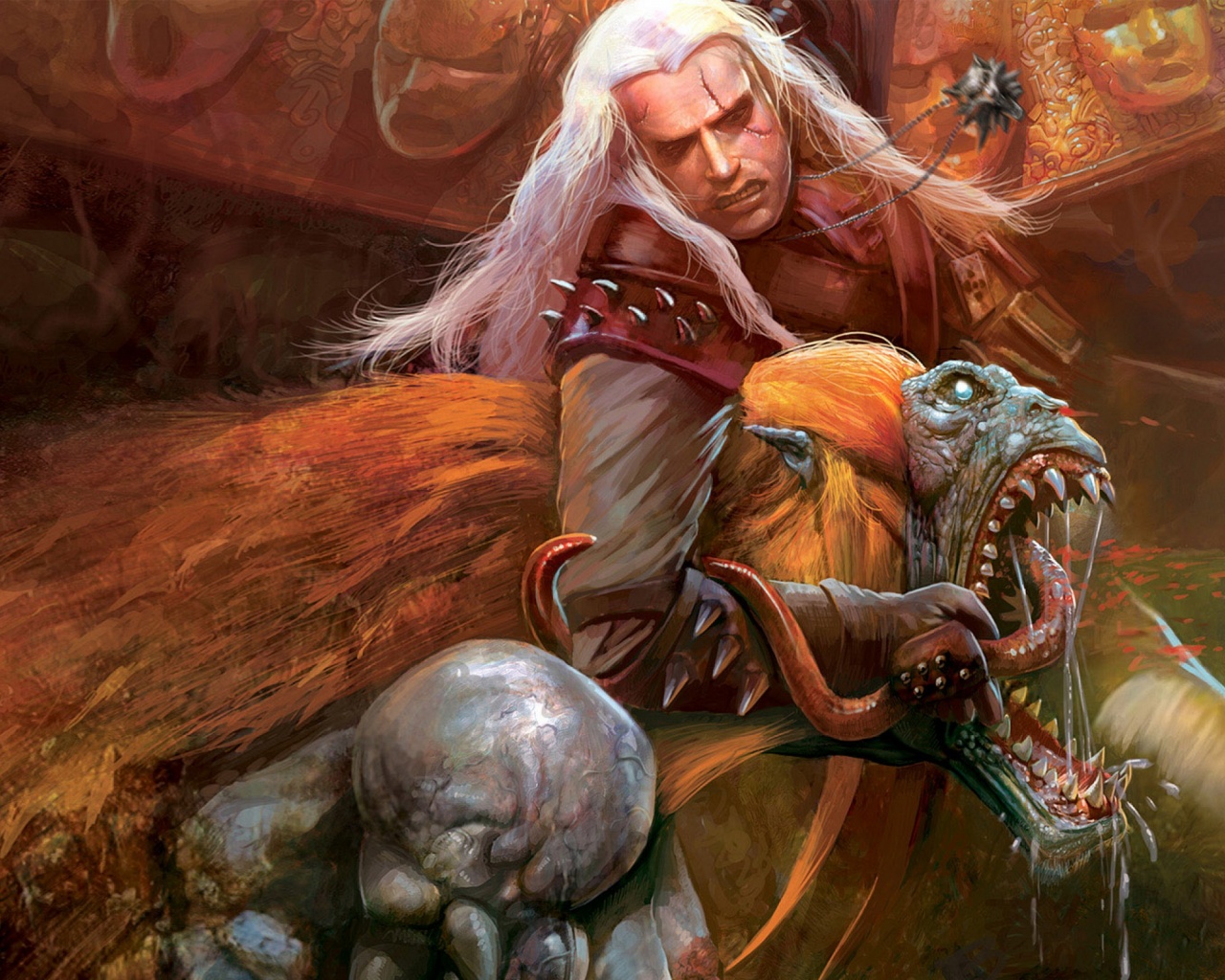 Ведьмак и монстр обои