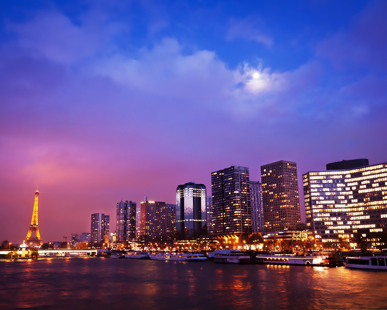 Вид на ночной Париж обои