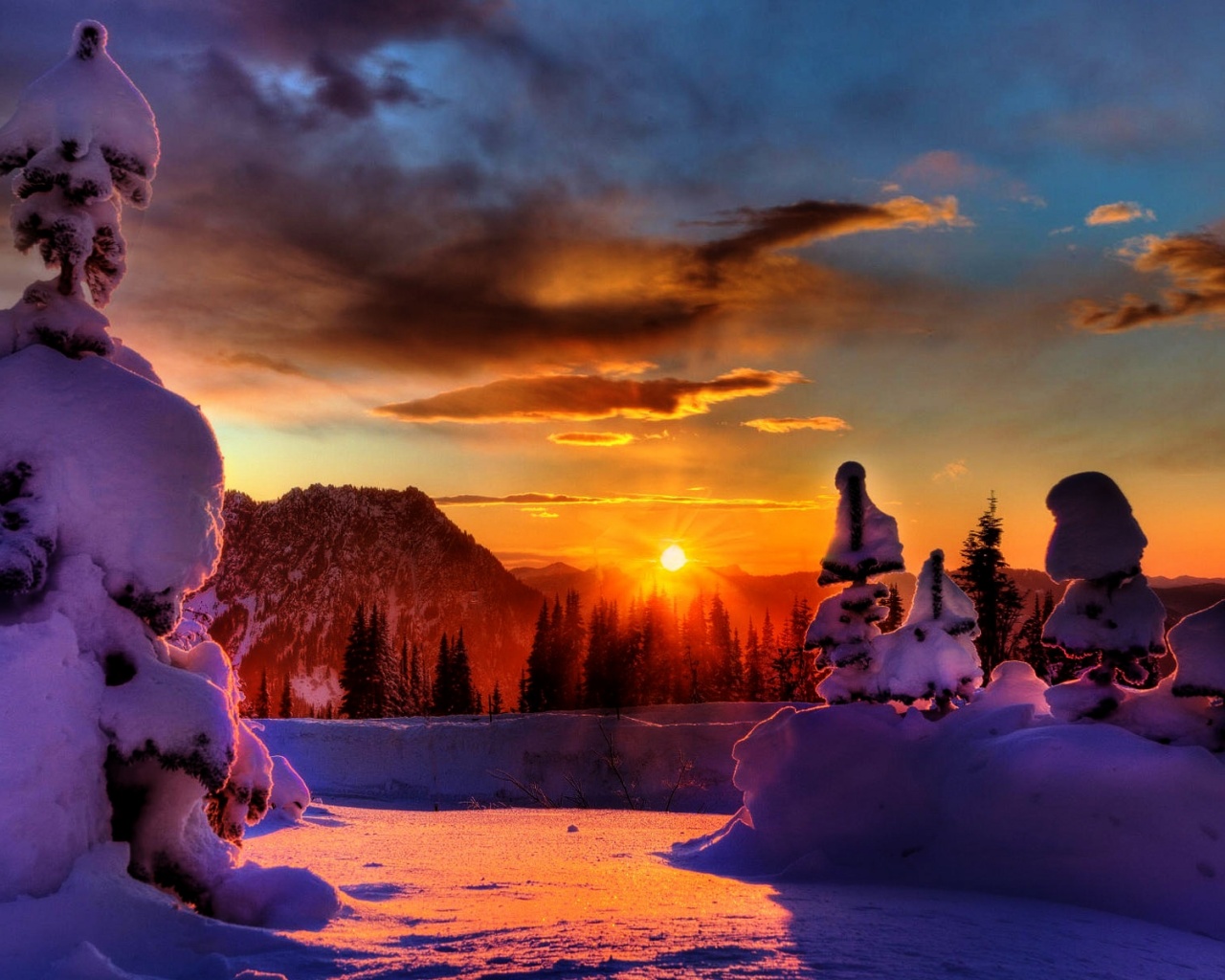 Зимнее солнце обои