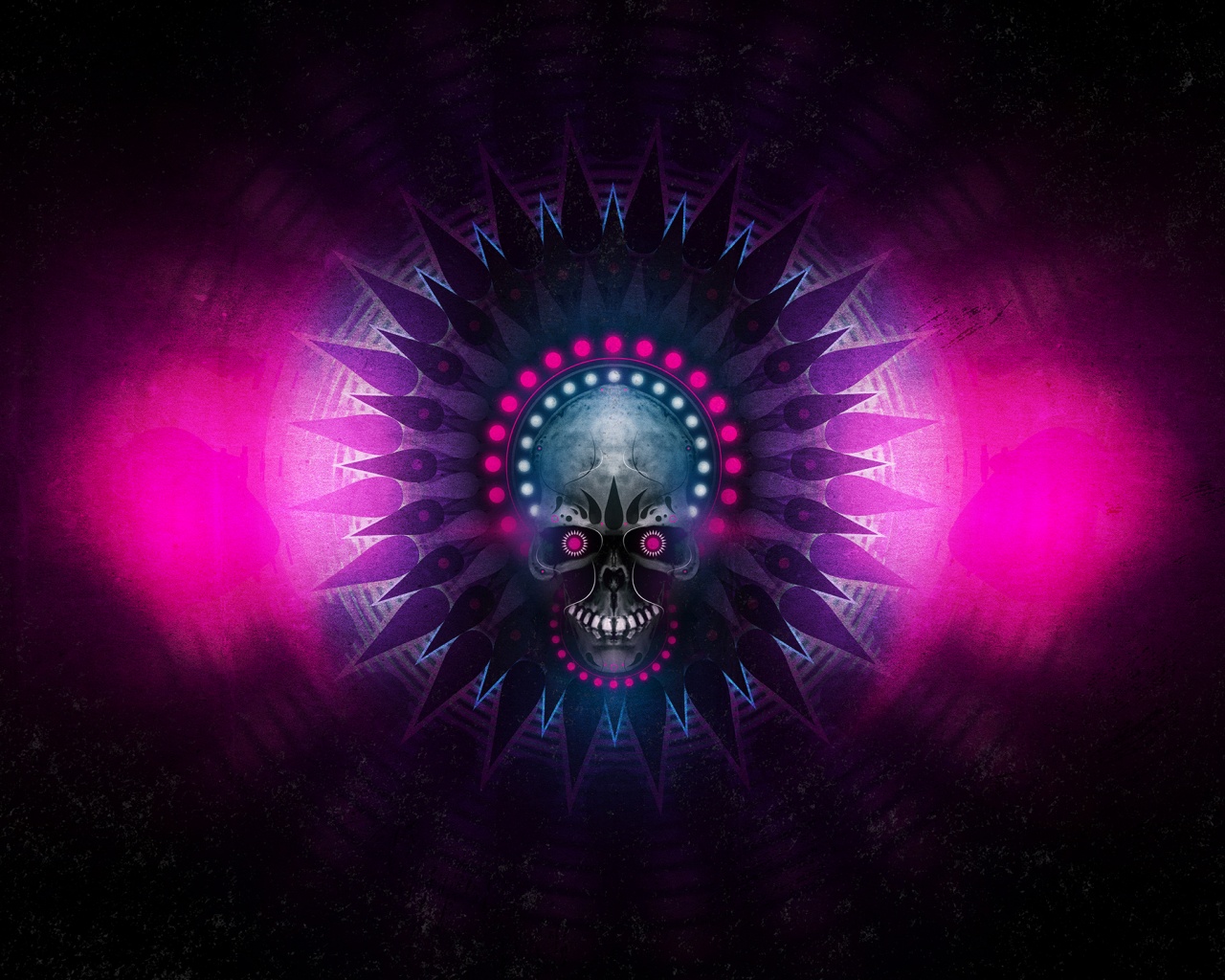 Неоновый череп обои
