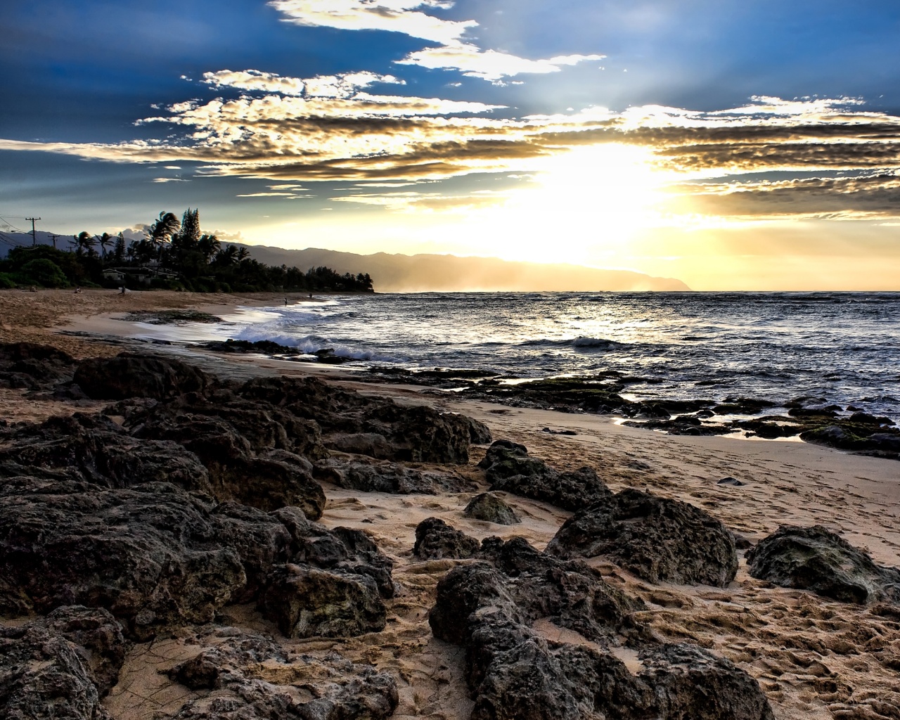 Закат на море обои