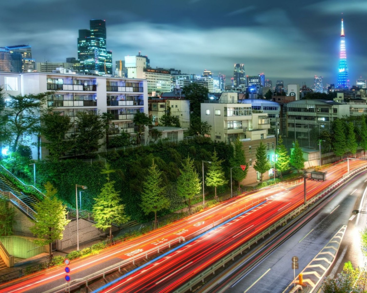 Светящийся город обои