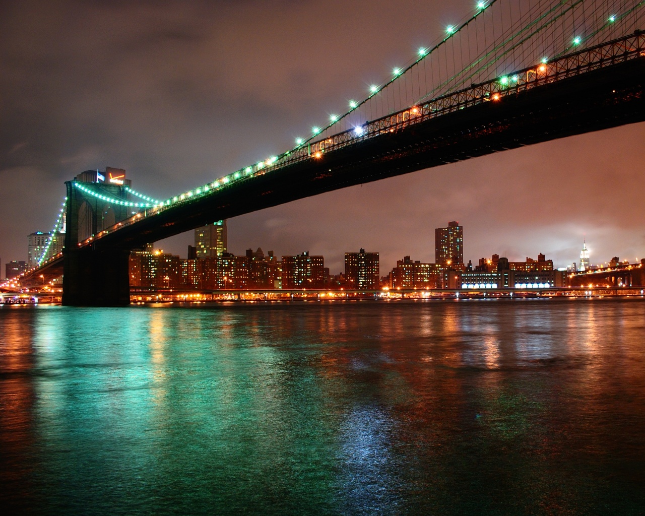 Мост в огнях обои