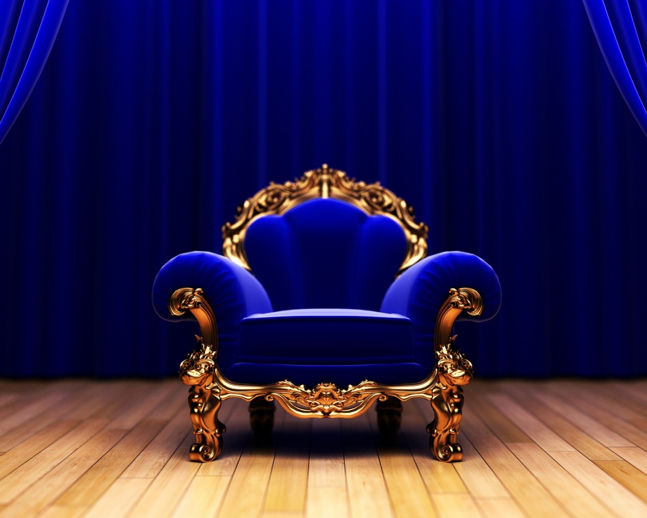 Королевское синее кресло обои