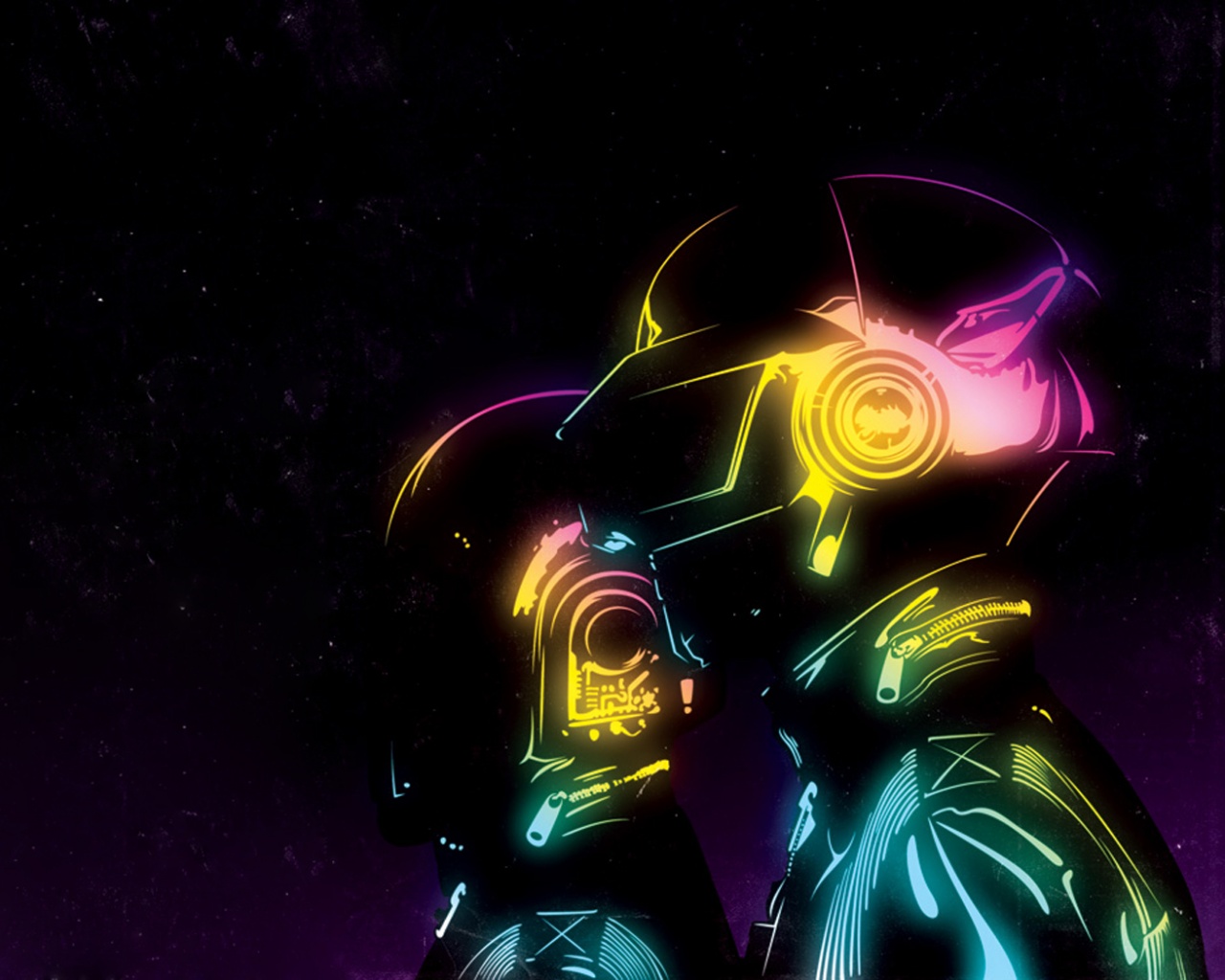 Яркий скетч Daft Punk обои