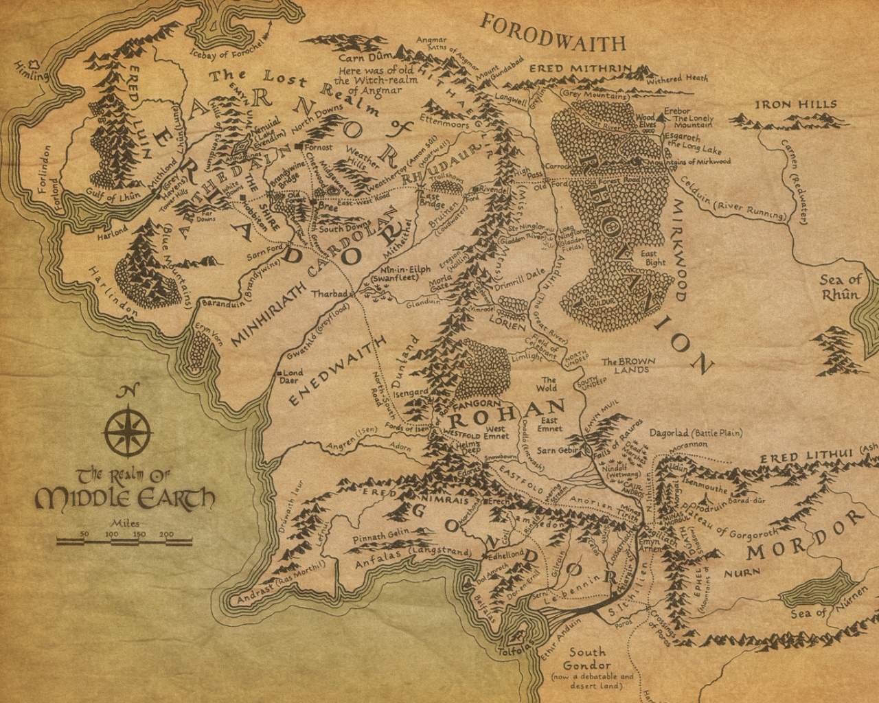 Карта Средиземья обои