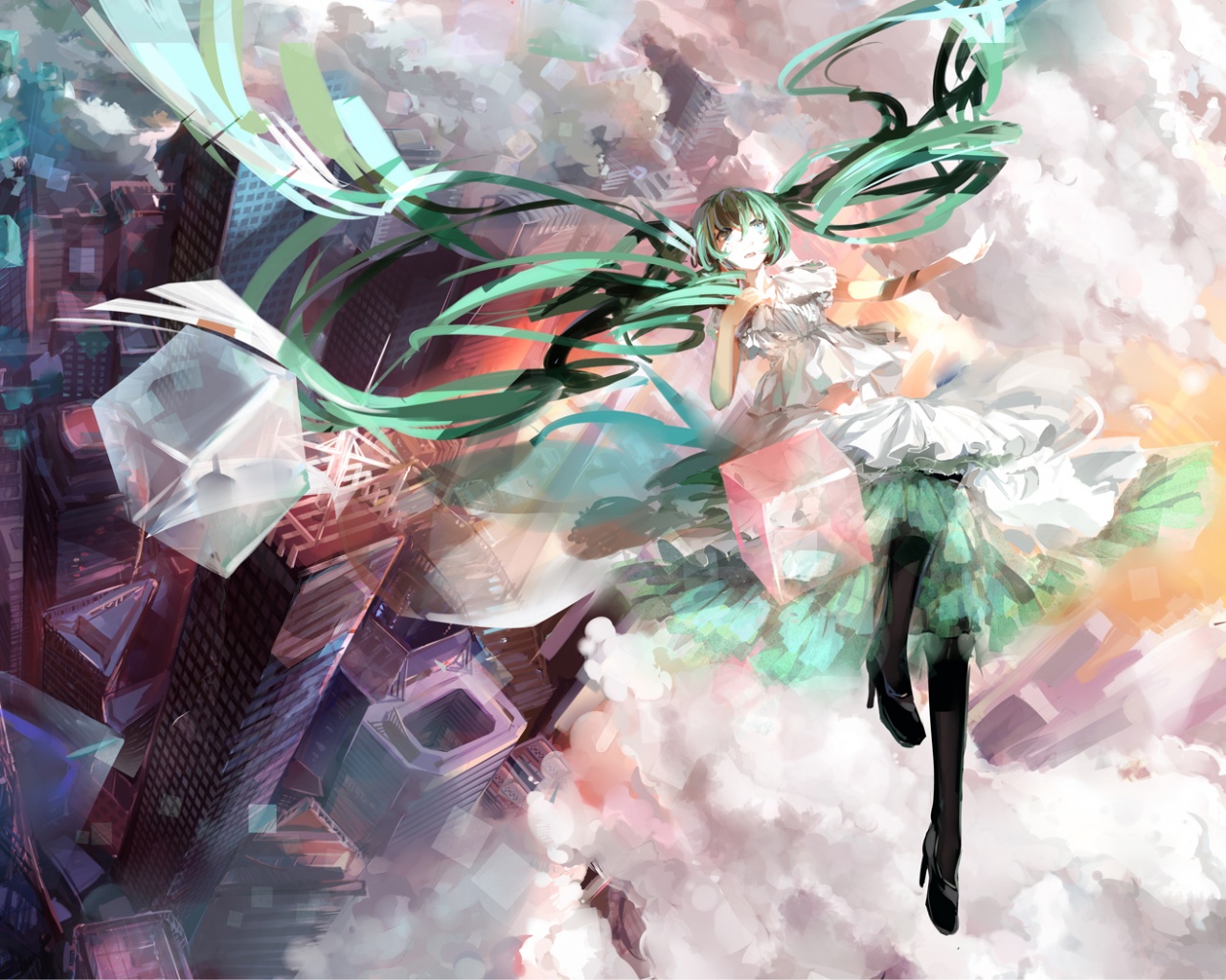 Hatsune Miku в небе обои