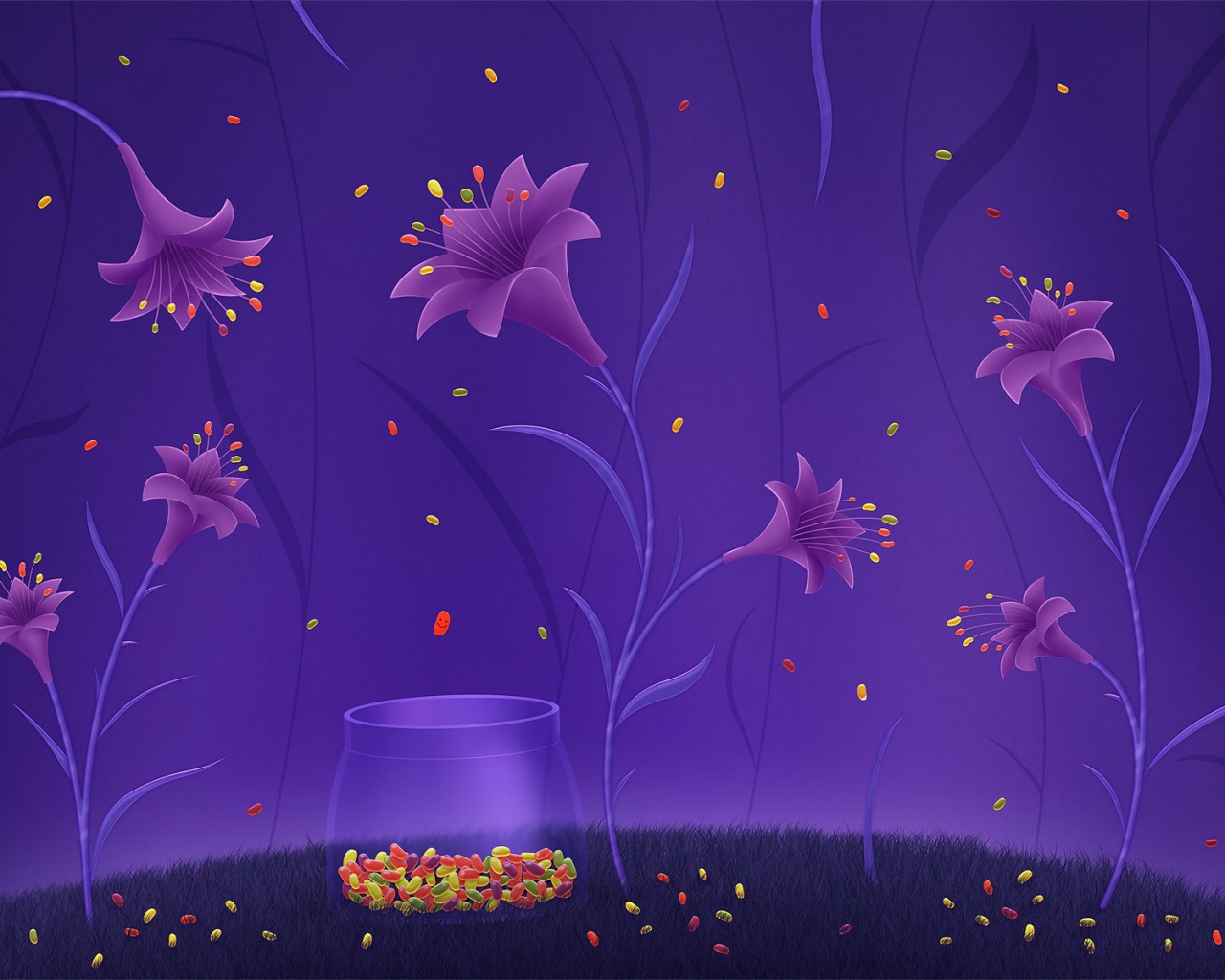 Волшебные цветы и конфетки обои