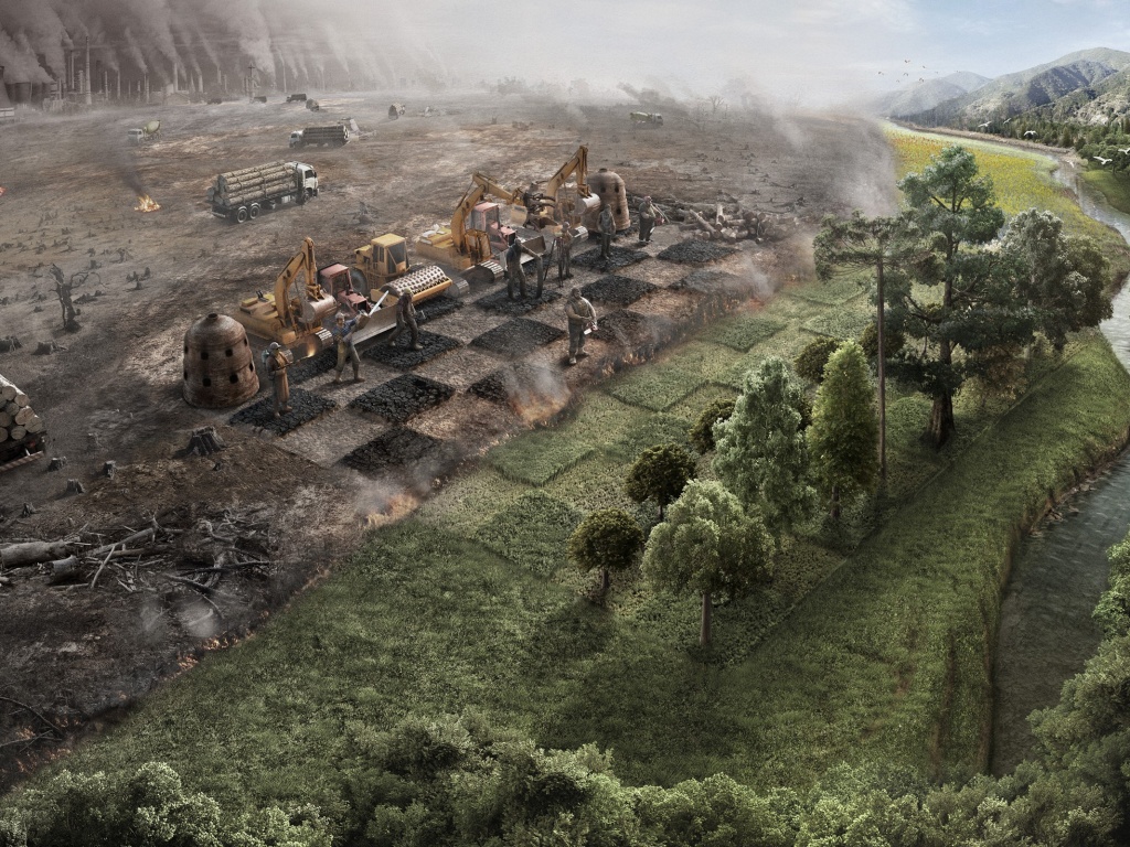 Цивилизация против природы обои