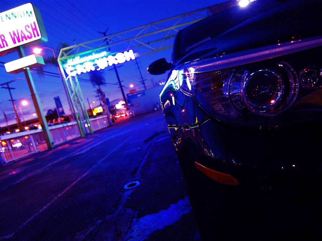 Ночная автомойка обои