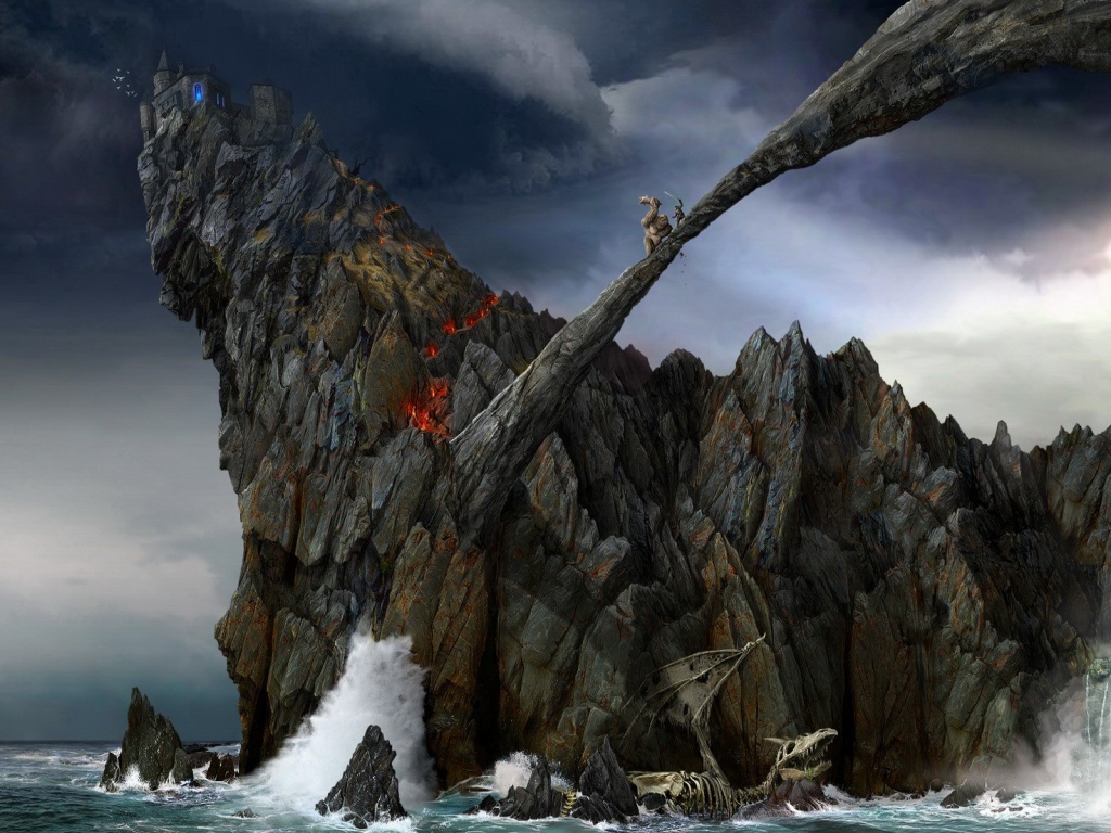 Бой на скале обои