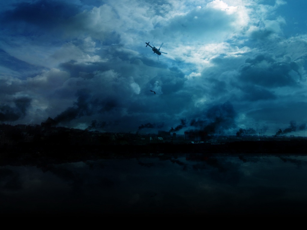 Дымящий город обои