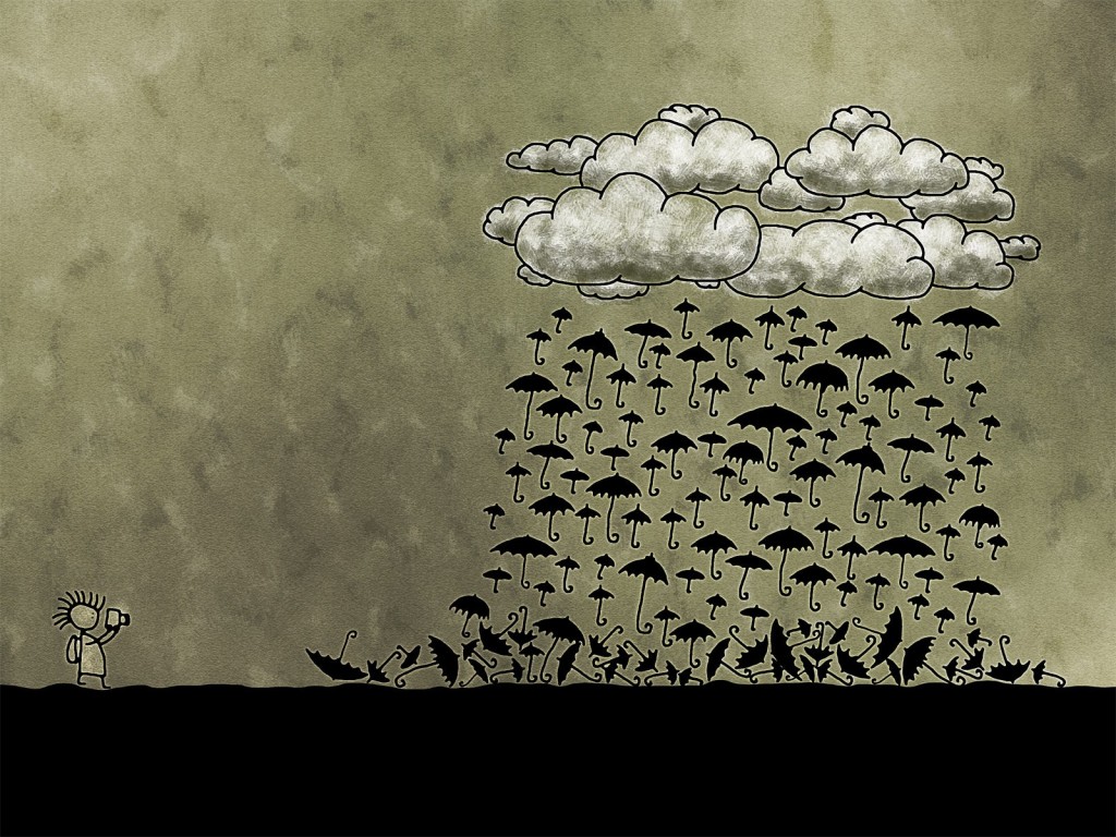 Дождь из зонтиков обои