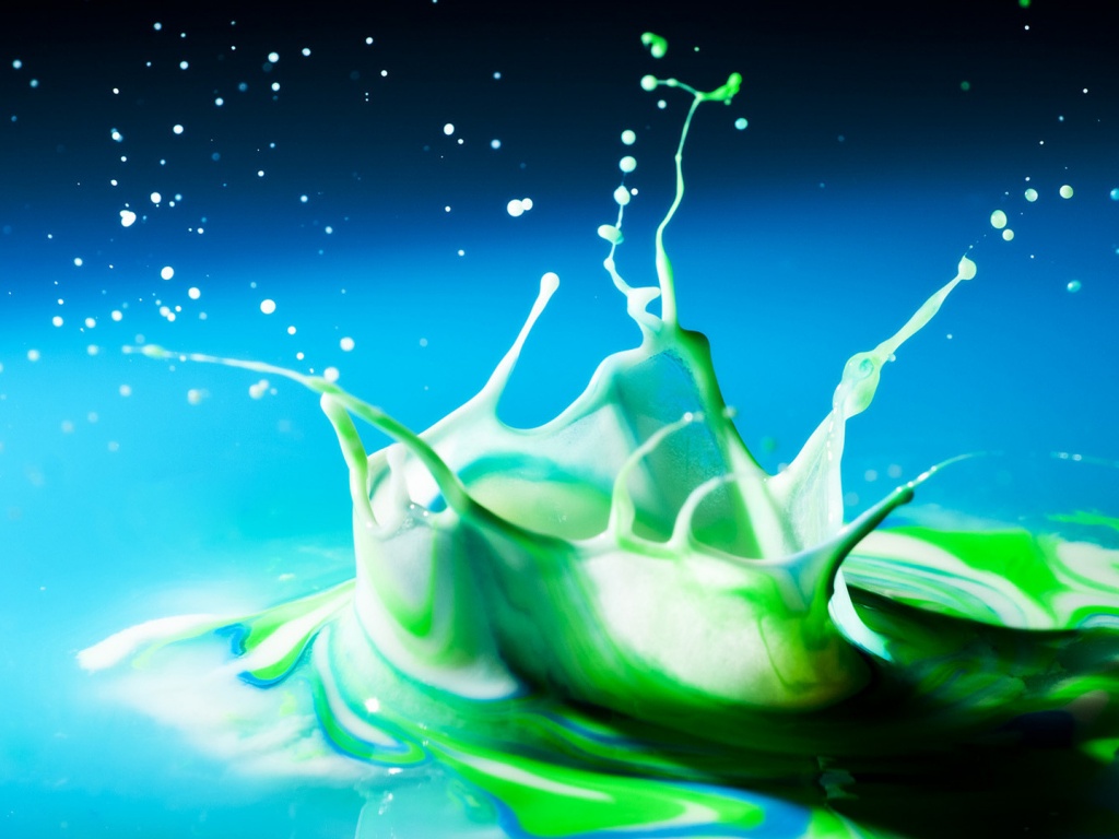 Брызги зеленой краски обои