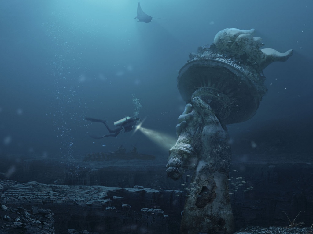 Затопленный Нью-Йорк обои