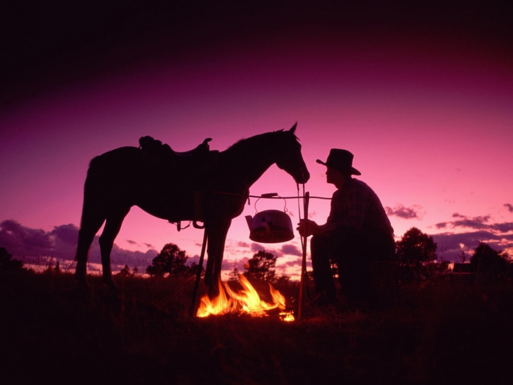 Ковбой на привале обои