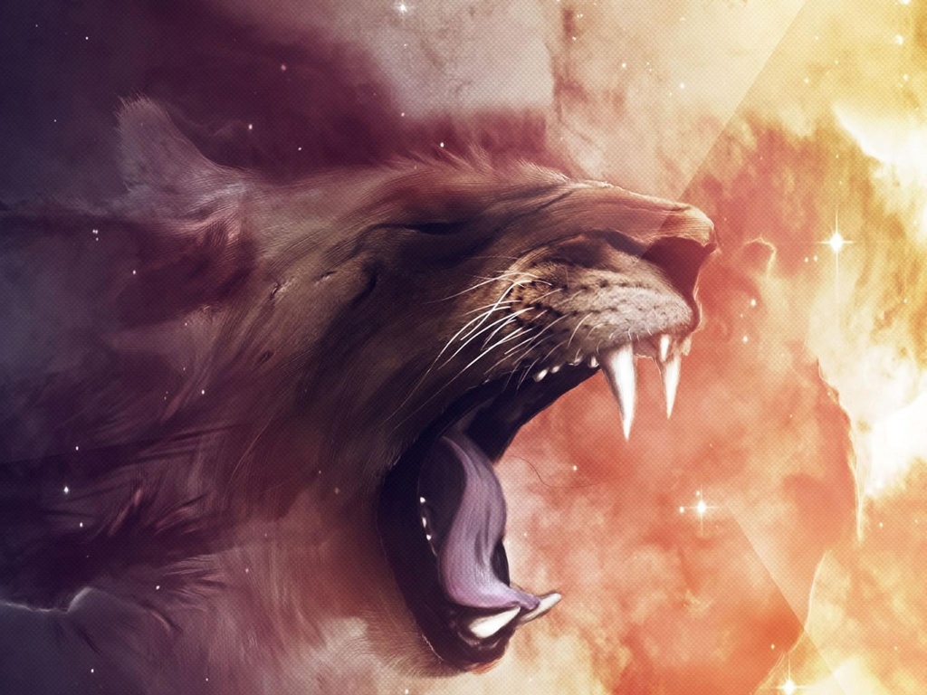 Рычащий лев обои