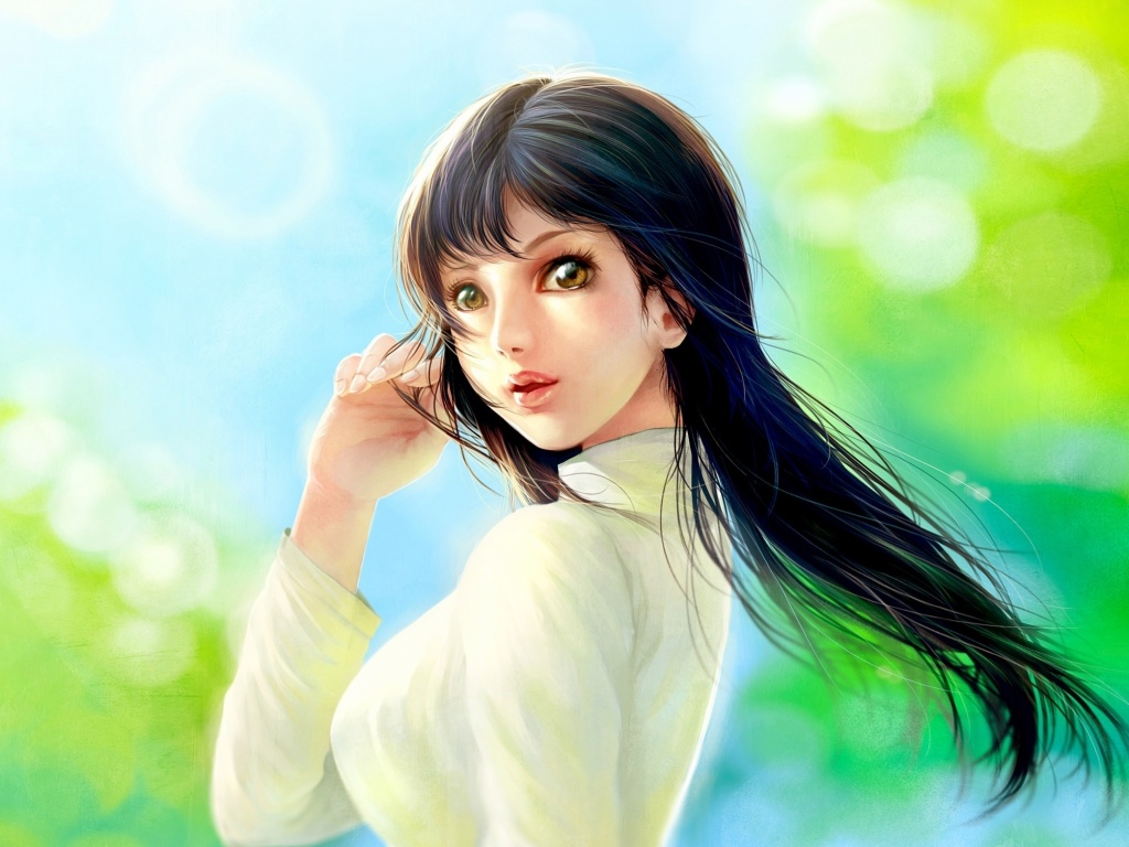 Девушка вполоборота обои