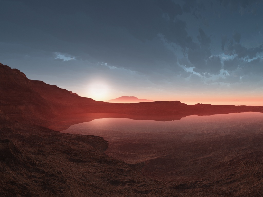 Озеро в каменистой пустыне обои