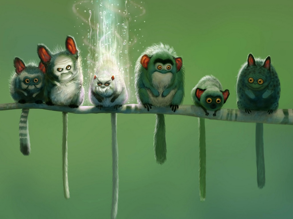 Существа на ветке обои