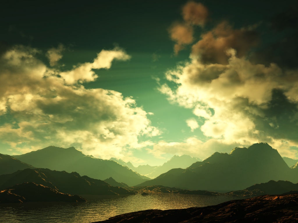 Закат в горах обои