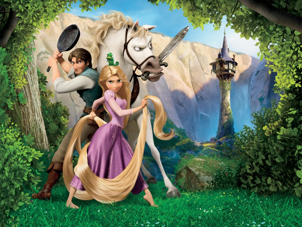 Рапунцель, Флин, Максимус и Паскаль обои
