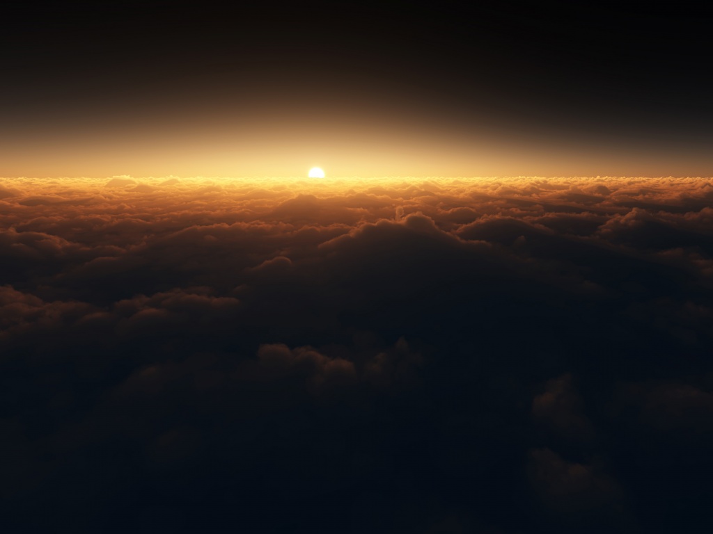 Закат над облаками обои