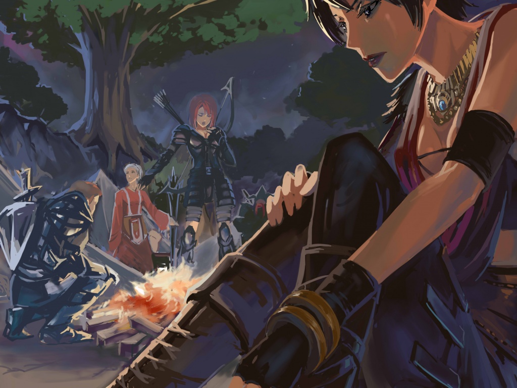 Рисунок Морриган в лагере обои