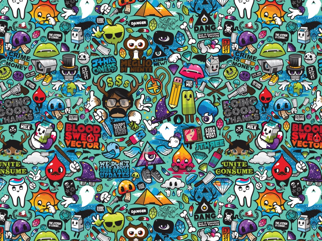 Коллаж из мультяшных картинок обои