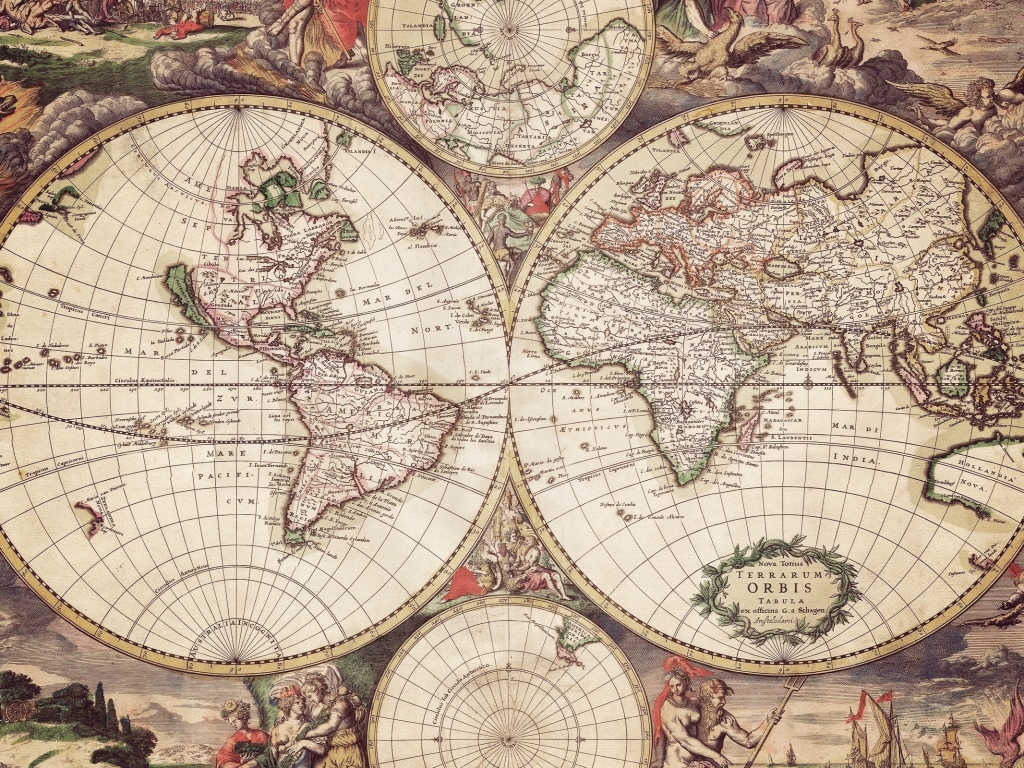 Старинная карта мира обои