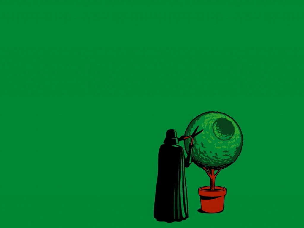 Дарт Вейдер постригает куст обои