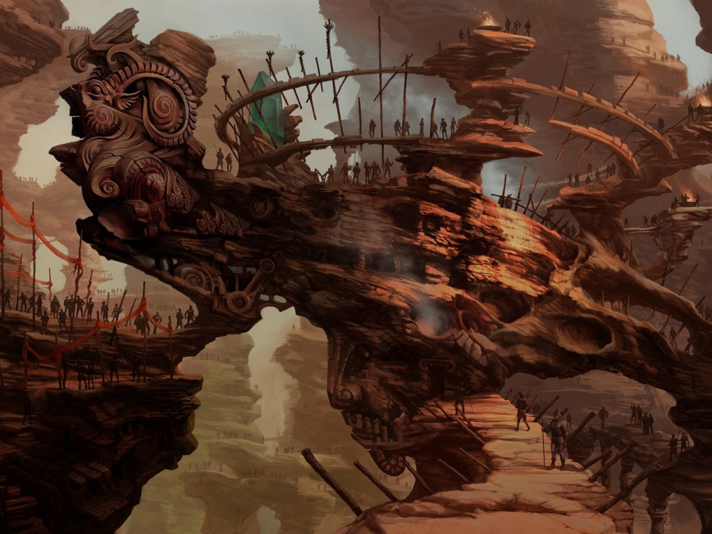 Древний корабль в скалах обои