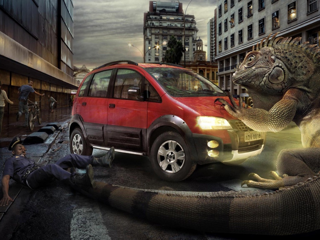 Ящерица в городе обои