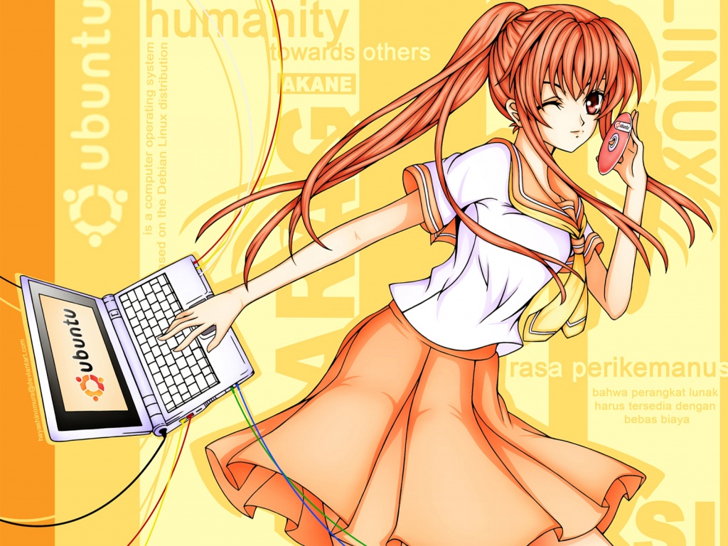 Ubuntu  в аниме обои