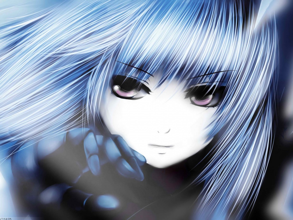 Девушка с голубыми волосами обои