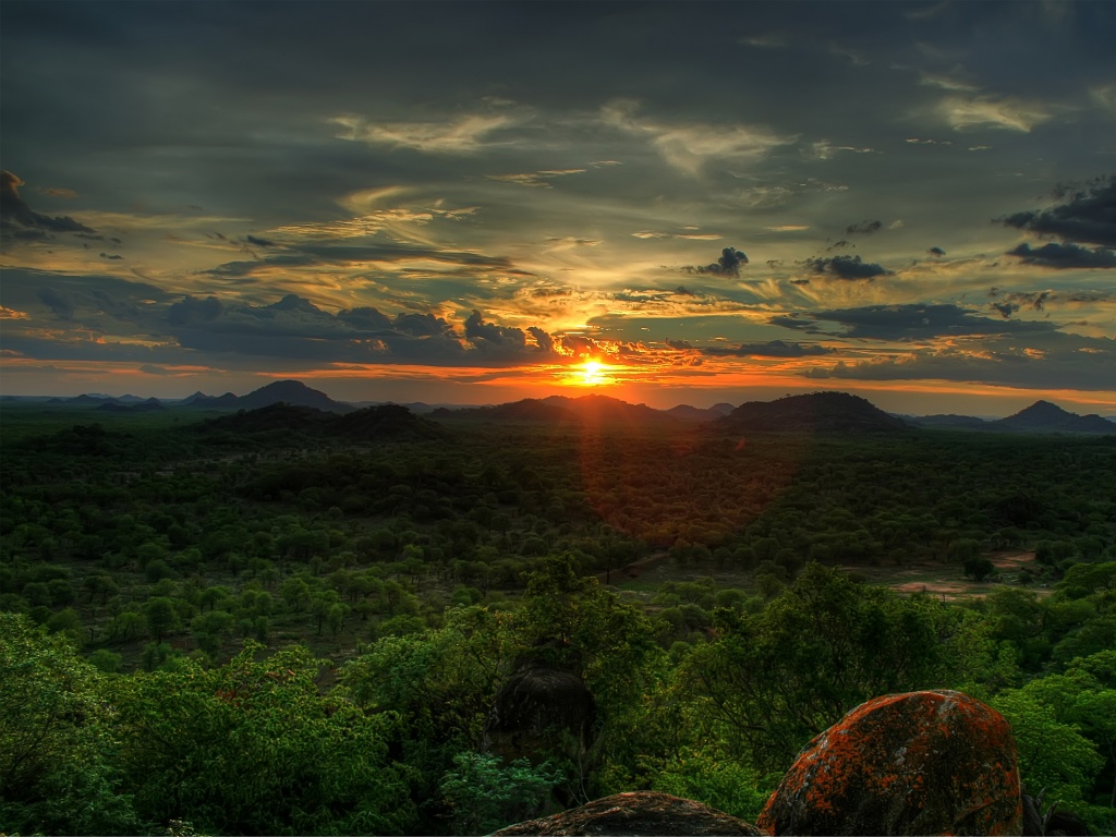 Закат в Африке обои