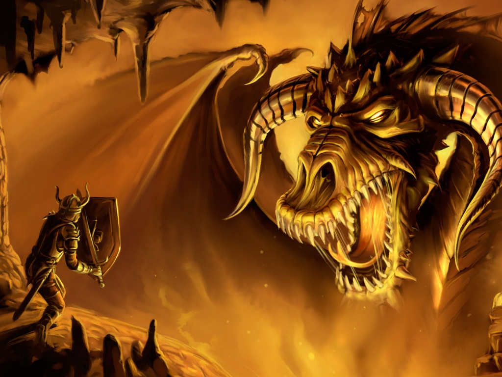 Рыцарь против дракона обои