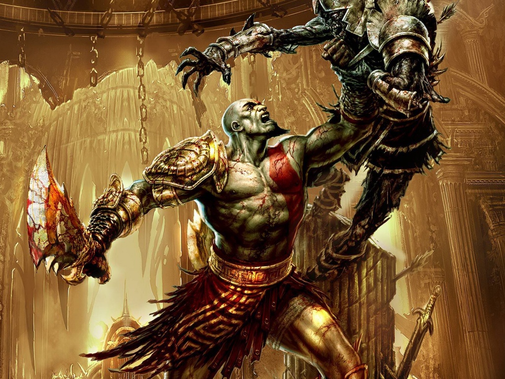 Кратос с мечем обои