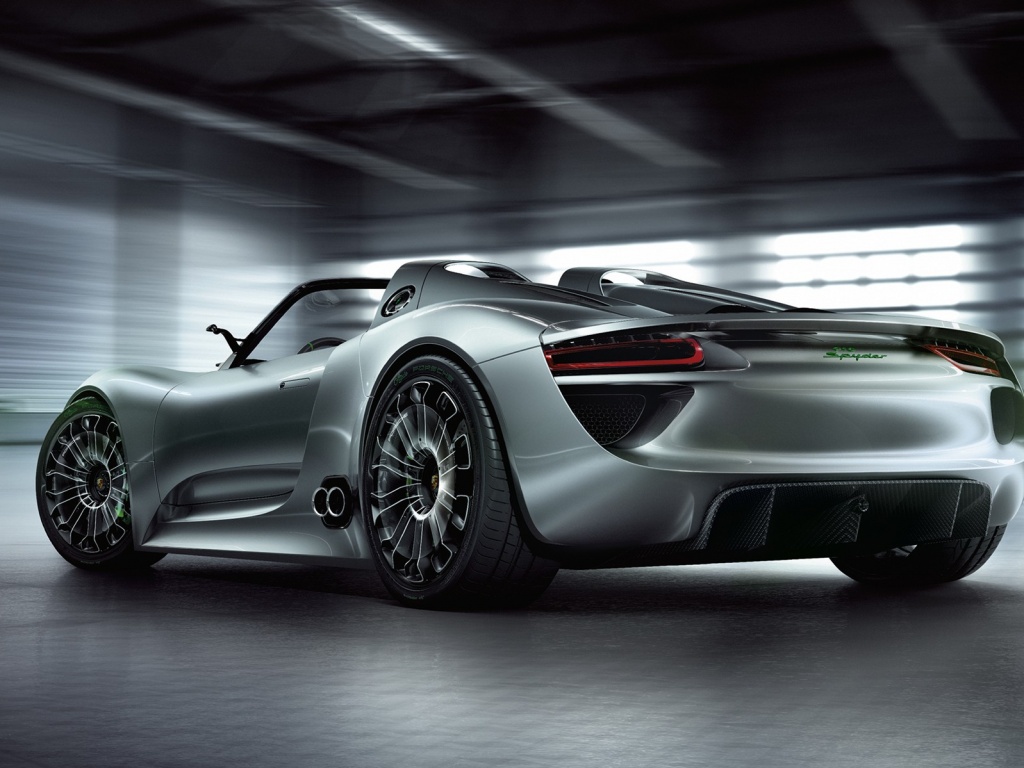 Porsche 918 Spider вид сзади обои