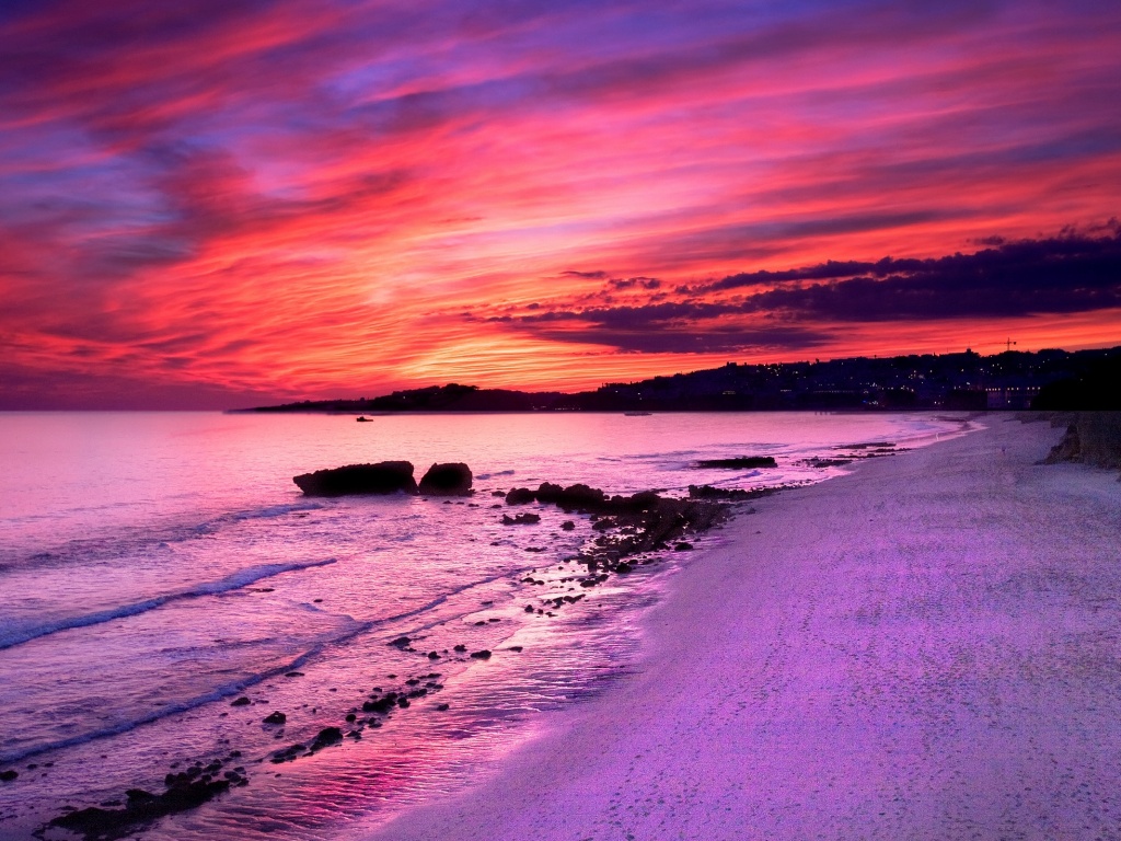 Бесподобный закат на море обои